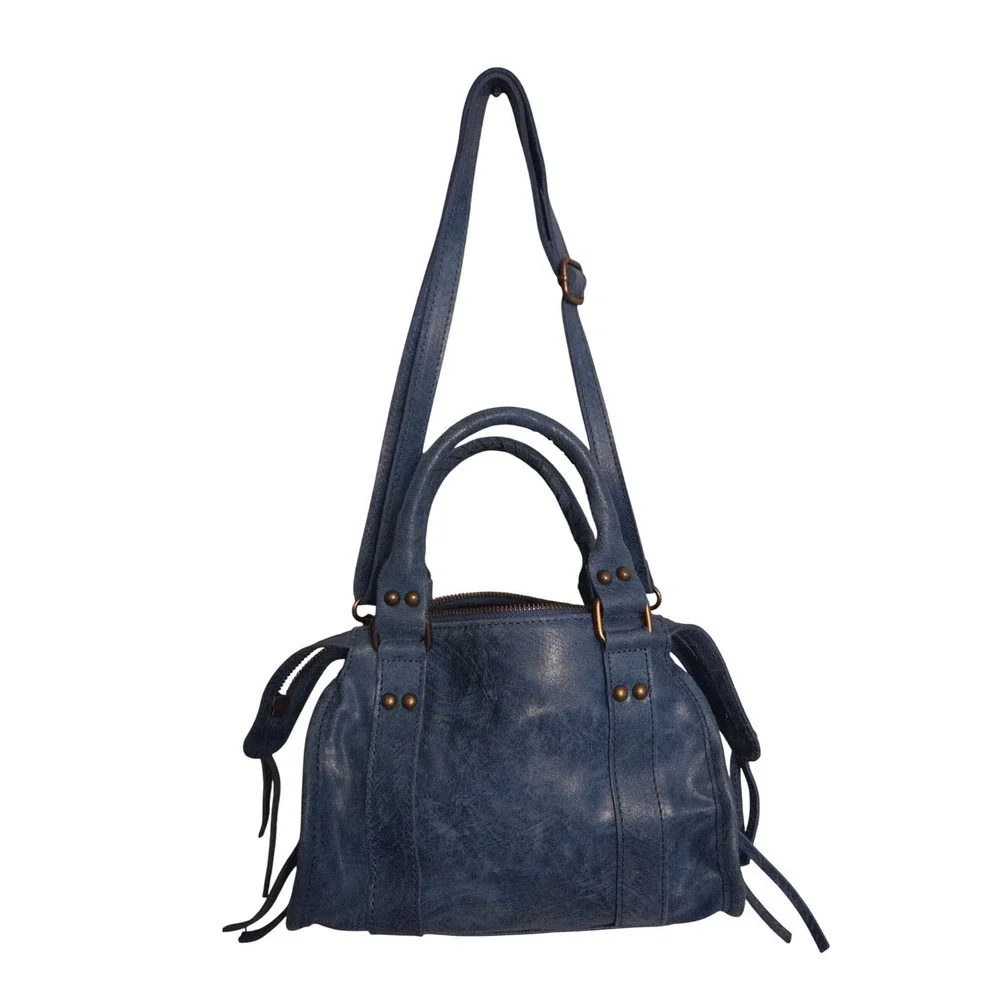 Gave Lux Satchel Bag Mini Blue New Leather Made in Italy Crossbody